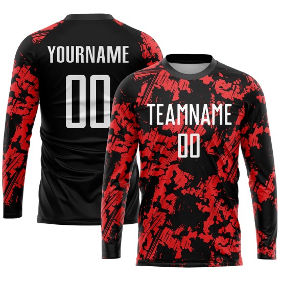 Custom-name adult long-sleeve football kits – latest breathable polyester design, personalized men’s jerseys