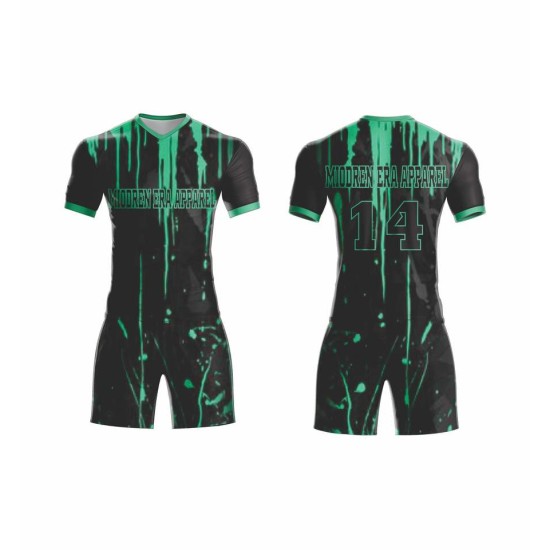 Custom-designed fully sublimated football kits – digital printing, French-style jerseys with custom names